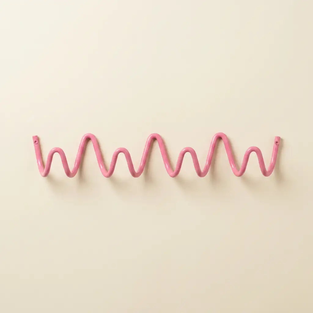 Pink Wavy Iron Wall Coat Hooks front view