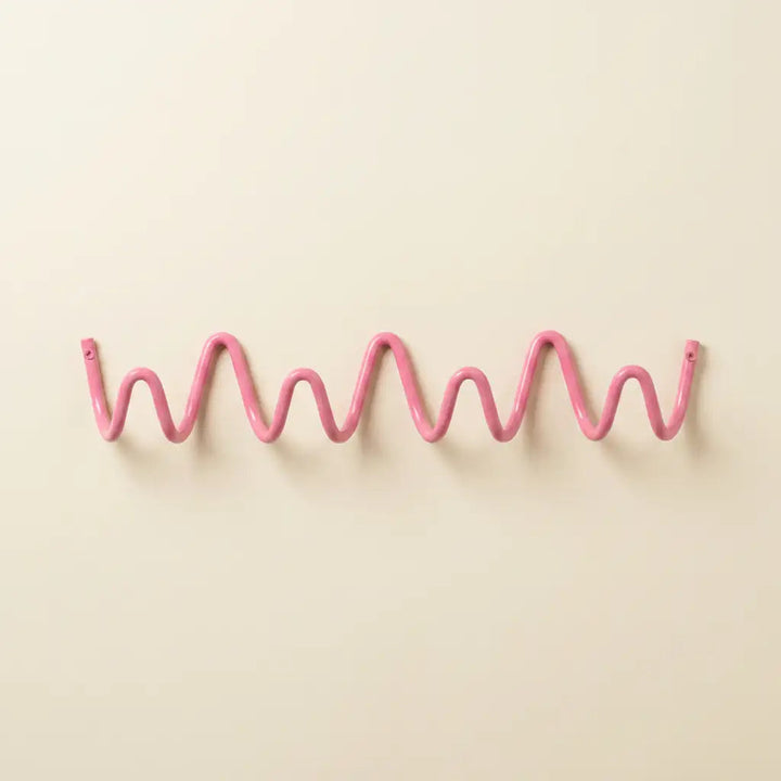 Pink Wavy Iron Wall Coat Hooks front view