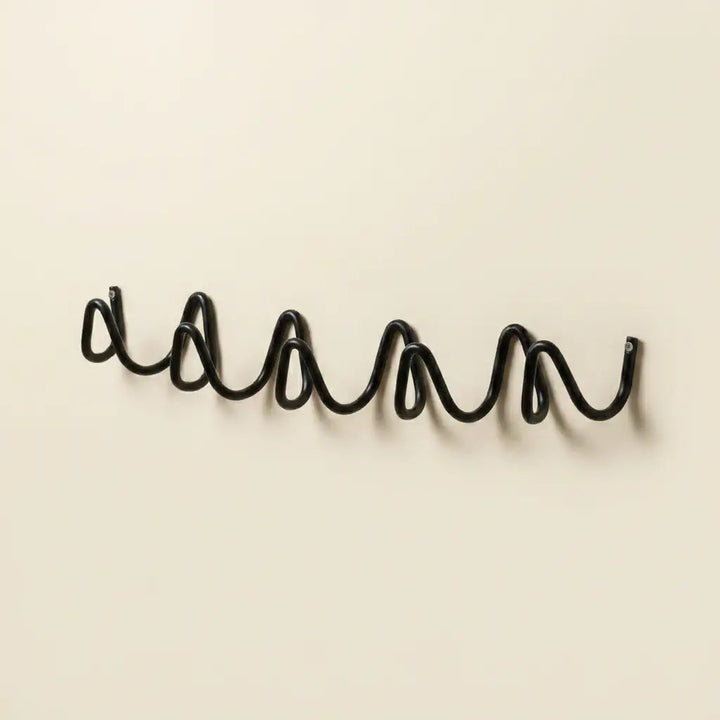 Black Wavy Iron Wall Coat Hooks front view
