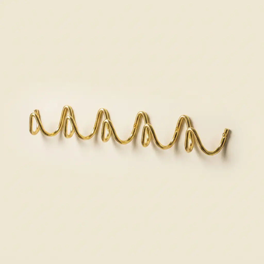 Gold Wavy Iron Wall Coat Hooks front view
