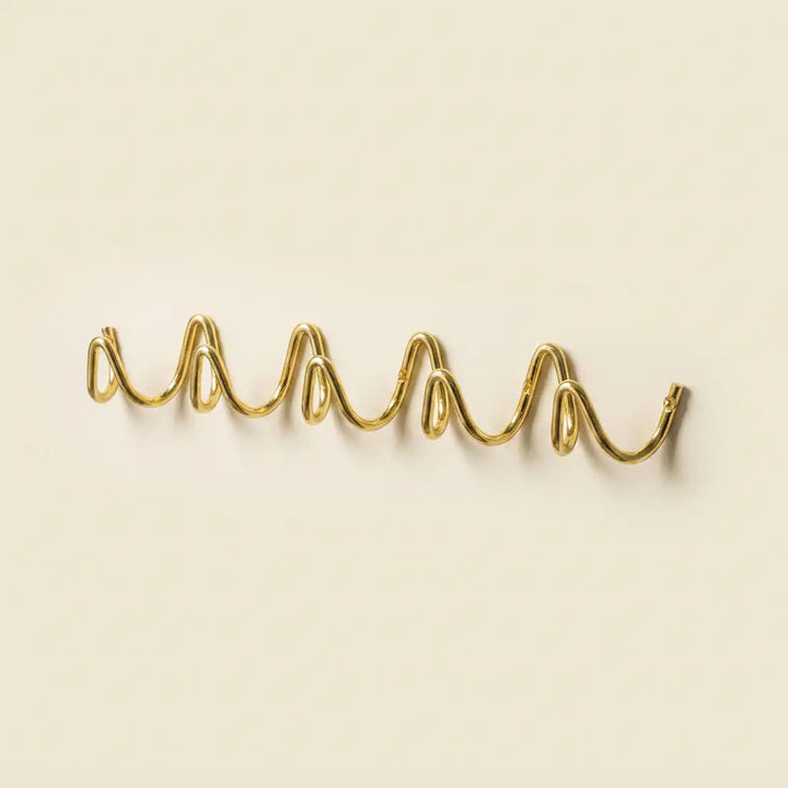 Gold Wavy Iron Wall Coat Hooks front view