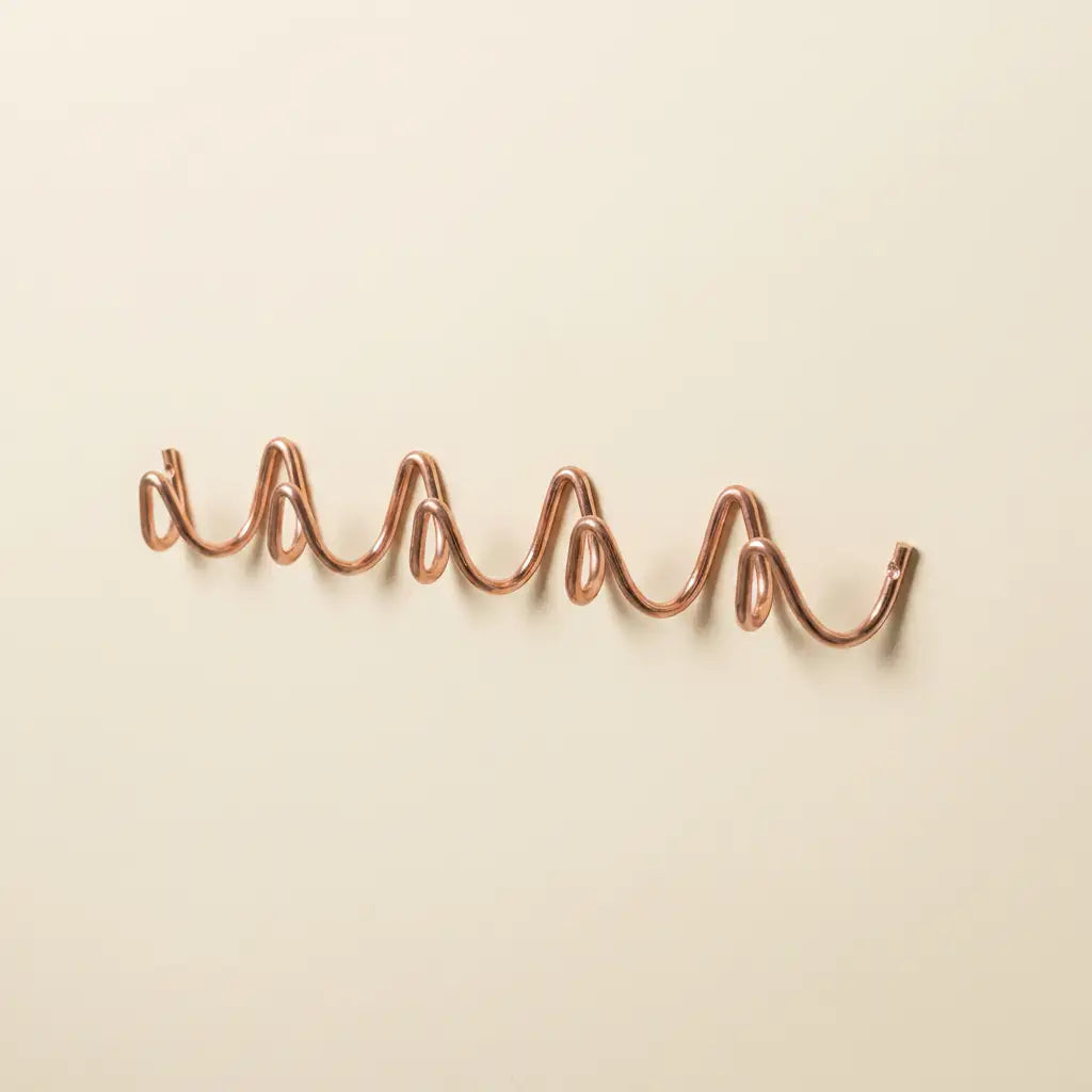 Rose Gold Wavy Iron Wall Coat Hooks front view