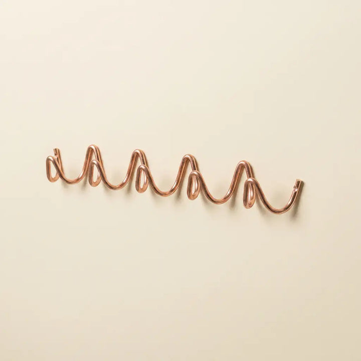 Rose Gold Wavy Iron Wall Coat Hooks front view