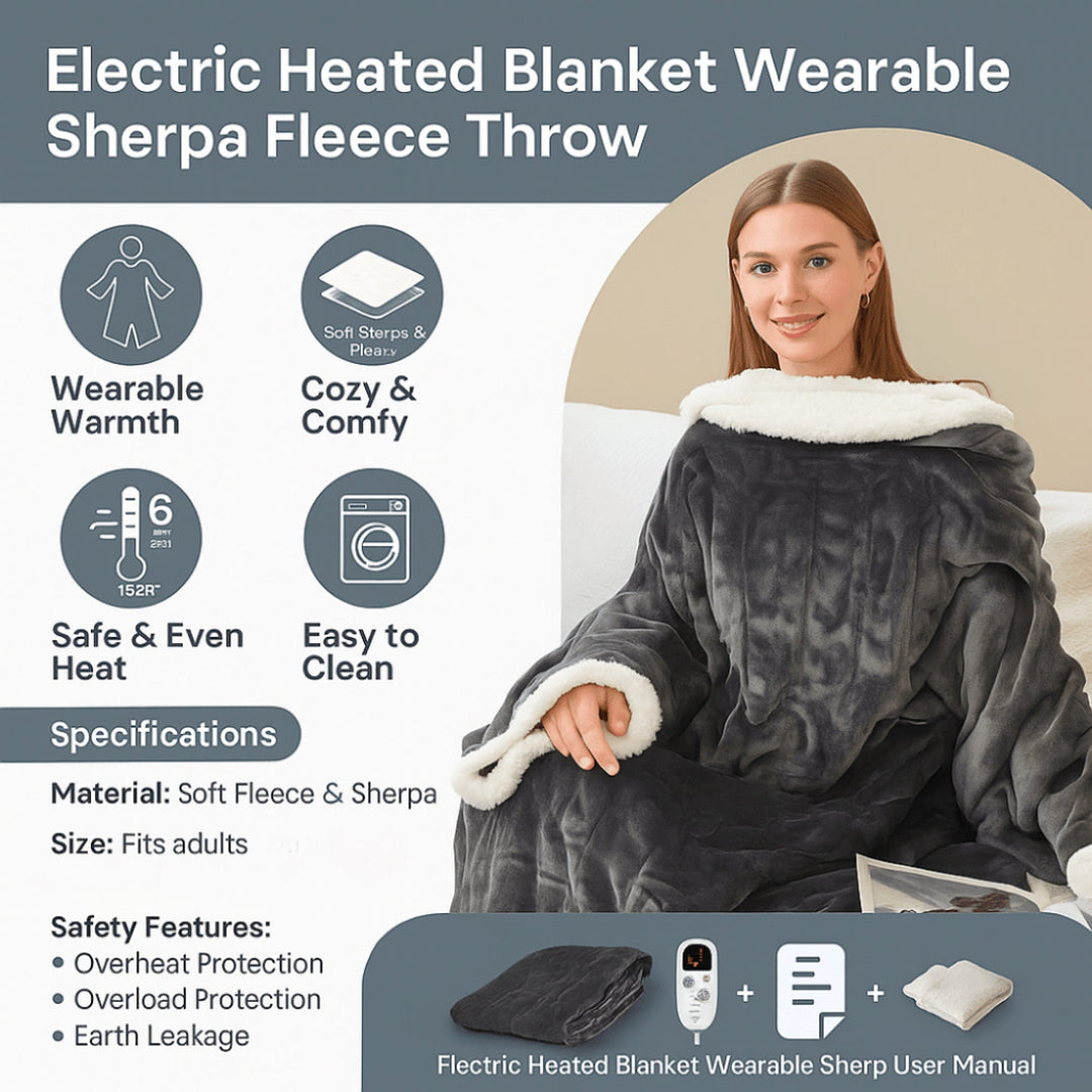Wearable heated blanket features overview