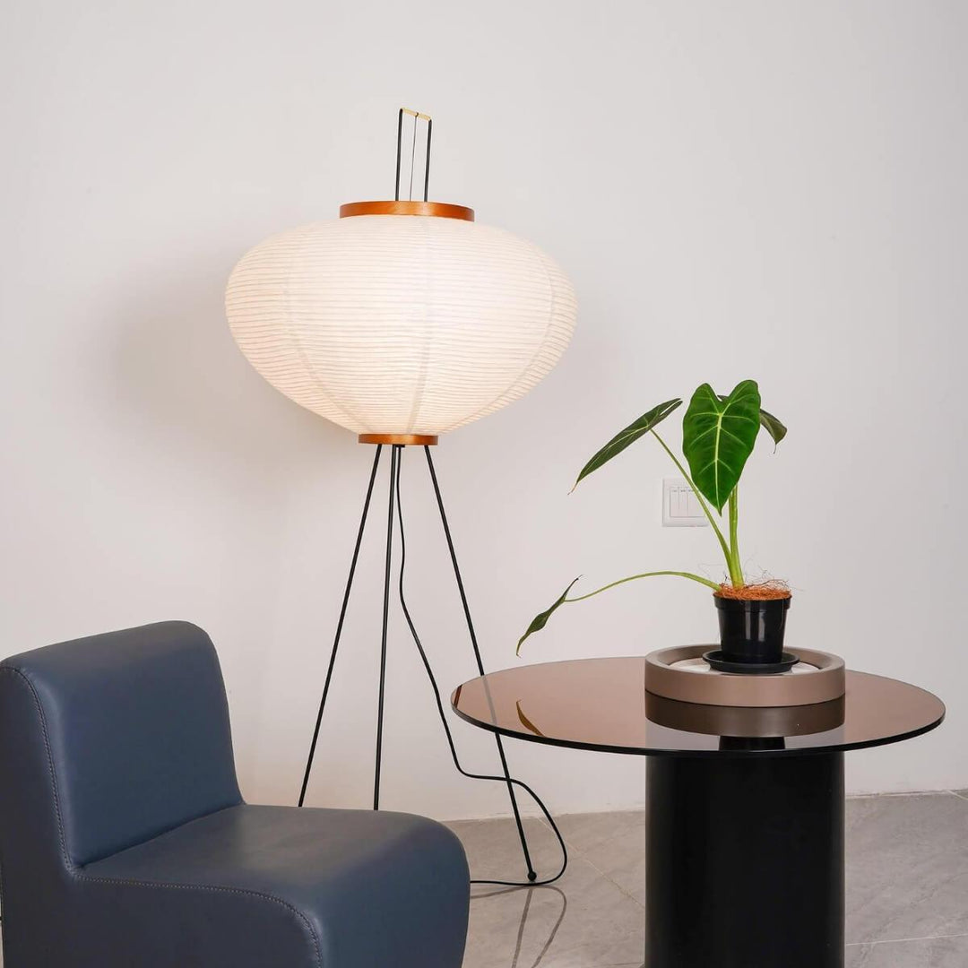 White Paper Floor Lamp in modern living room