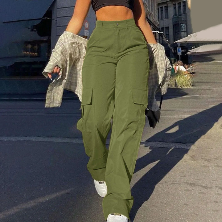 Green Wide-Leg Cargo Pants street lifestyle view