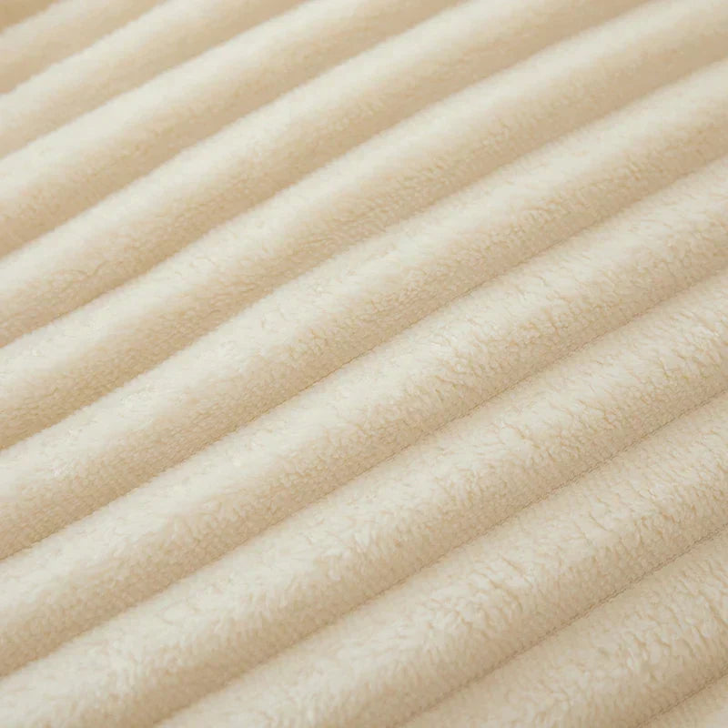 Wide Striped Flannel Fleece Blanket - CozyStripe-Red-100x150cm-State of Style