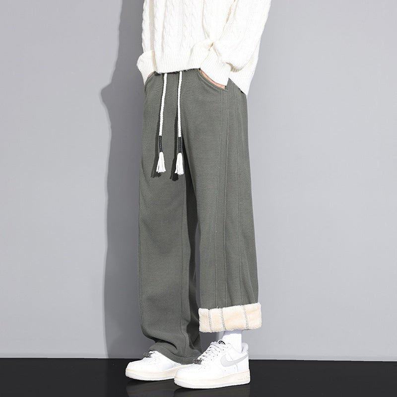 Green Wide-Waistband Fleece Pants side view
