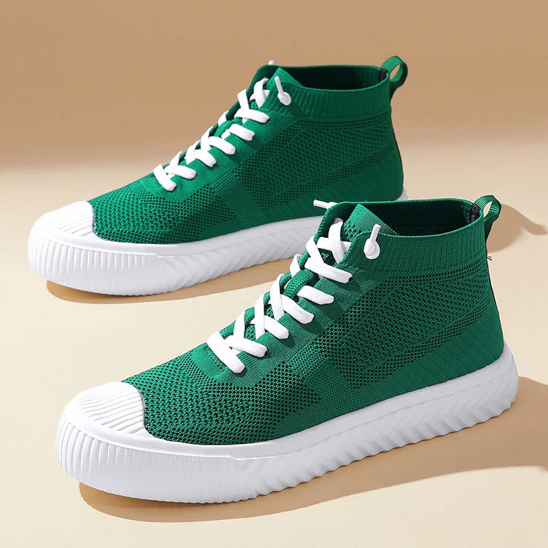 Green Women's Knit Sock High-Top Sneakers pair view