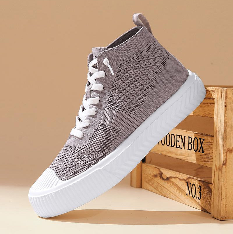 Slate Women's Knit Sock High-Top Sneakers side view
