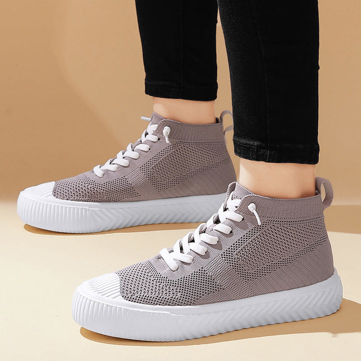 Slate Women's Knit Sock High-Top Sneakers on-foot view