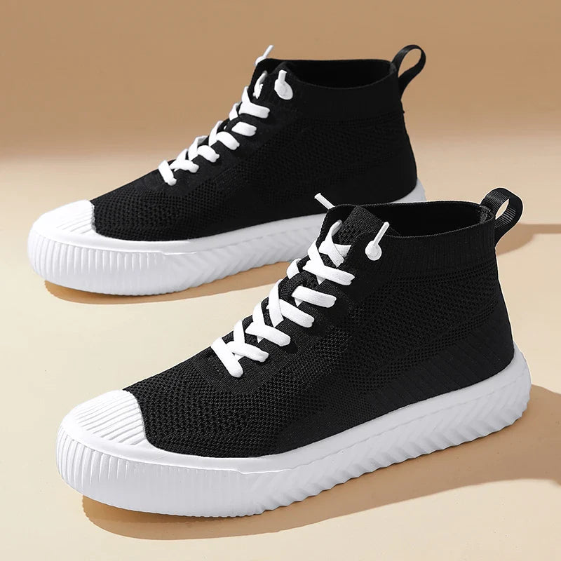 Black Women's Knit Sock High-Top Sneakers pair view