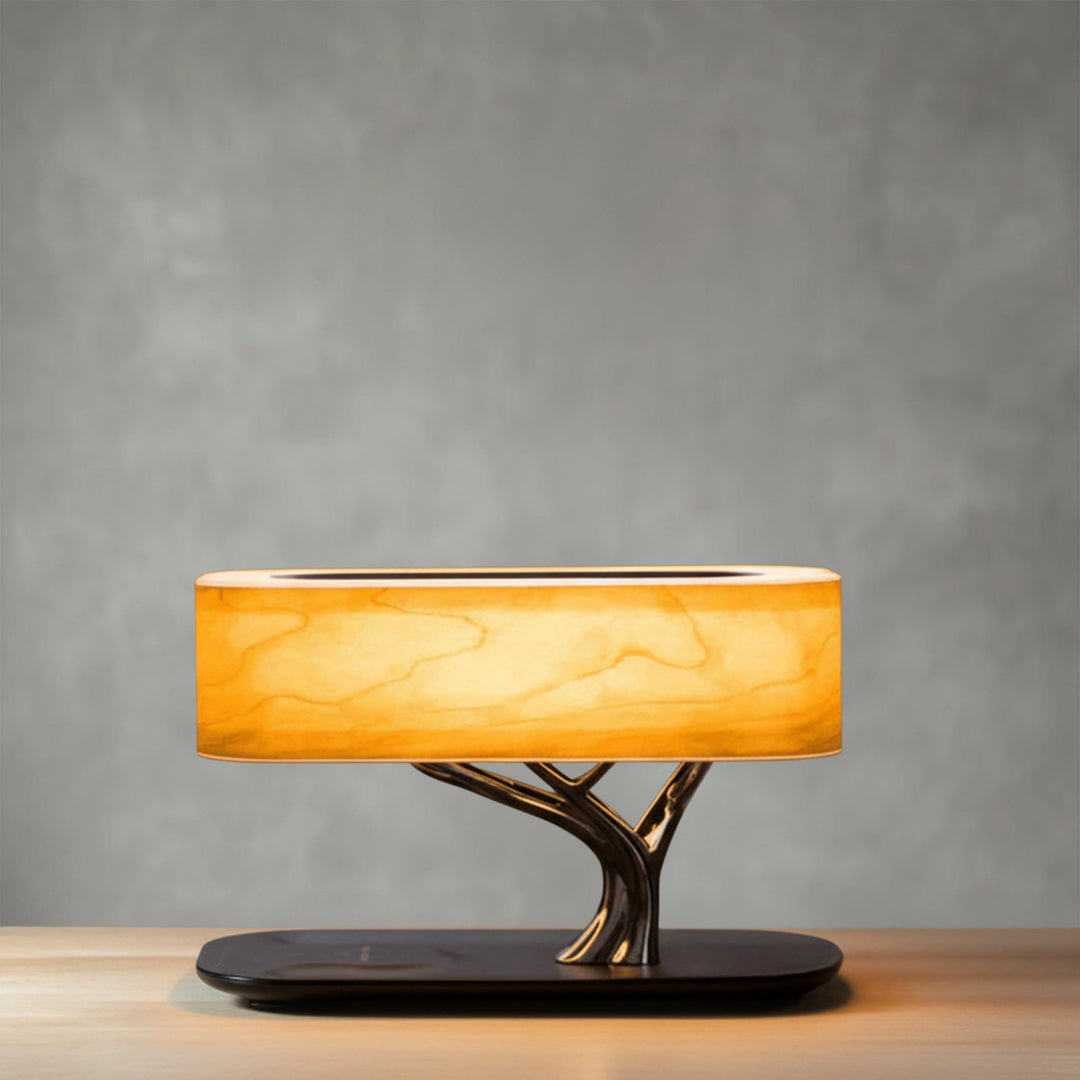 Wood Grain Wireless Charging Lamp front view