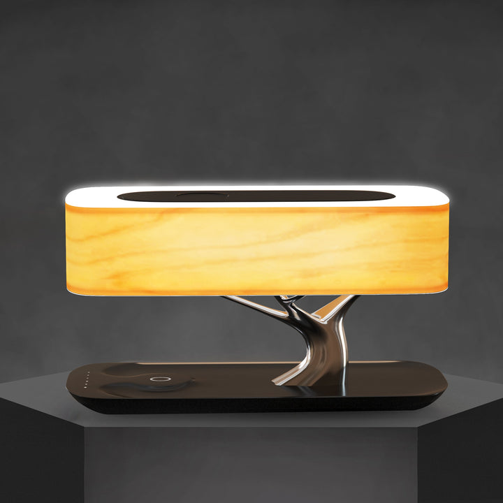 Wood Grain Wireless Charging Lamp studio shot