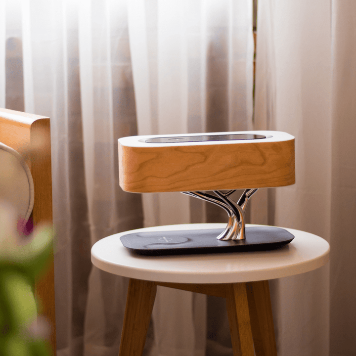 Wood Grain Wireless Charging Lamp bedside lifestyle