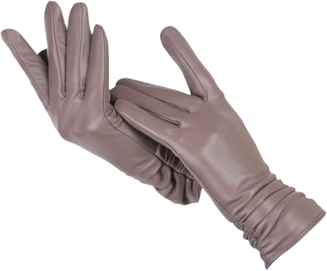 Light Brown Wool-Lined Leather Gloves