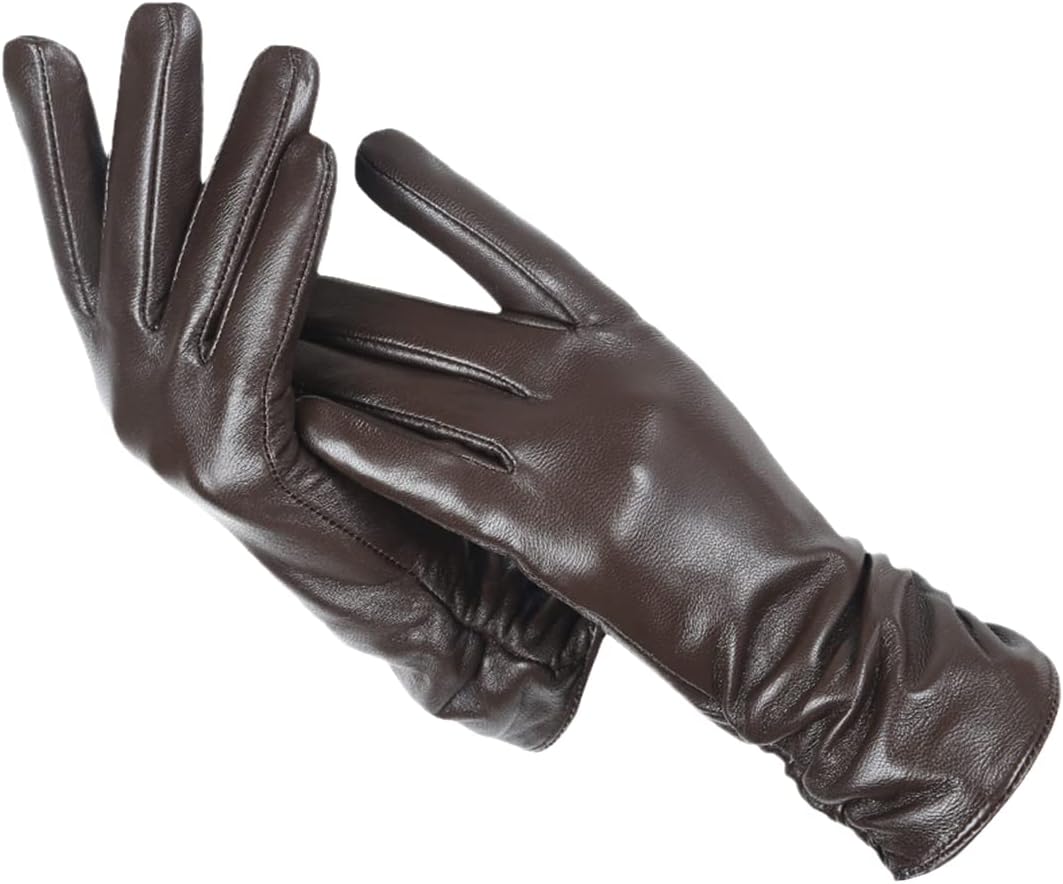 Dark Brown Wool-Lined Leather Gloves
