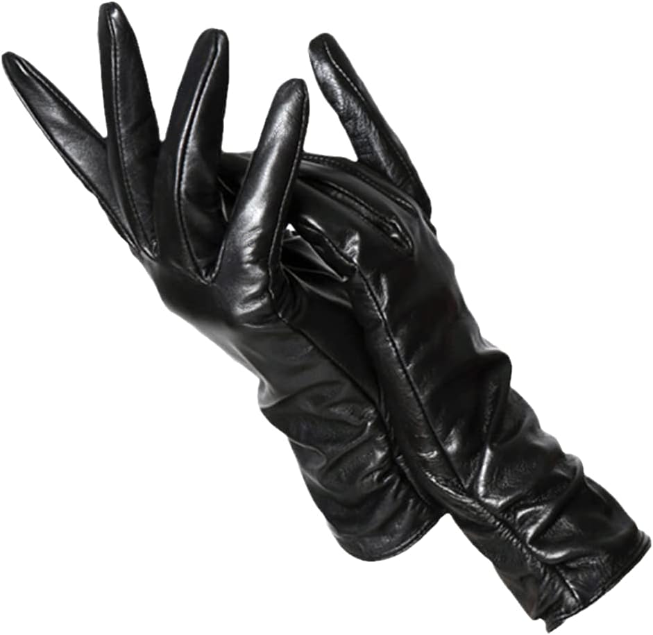 Black Wool-Lined Leather Gloves