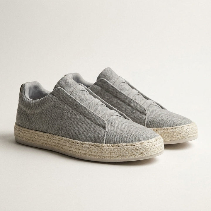 Grey Woven Espadrille Sneakers front view