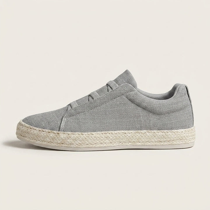Cream Woven Espadrille Sneakers front view