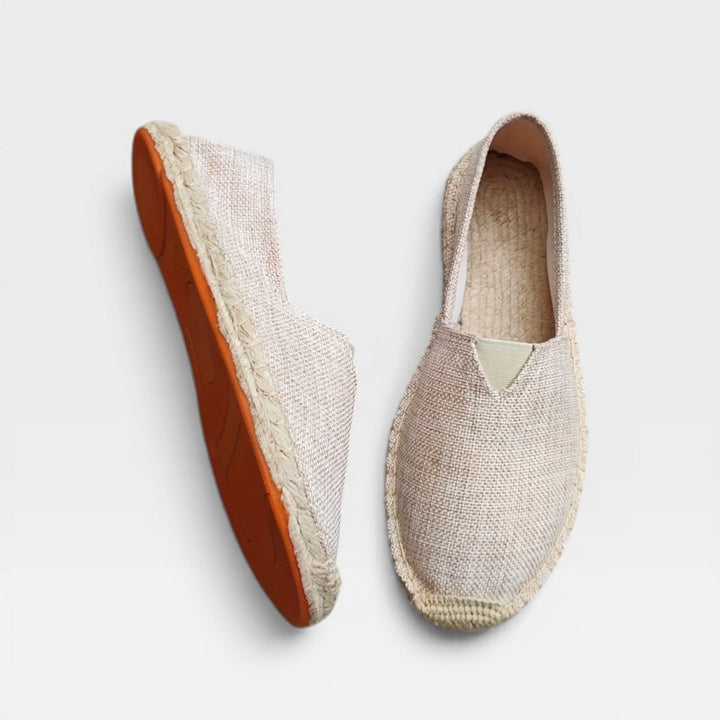 Beige Woven Slip-On Espadrilles pair showing sole
