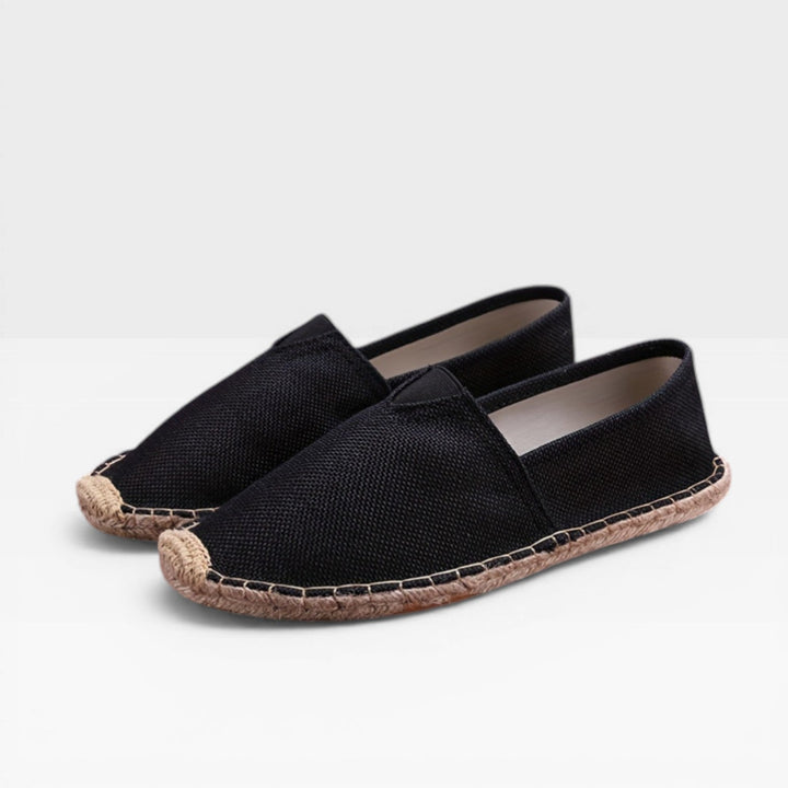 Black Woven Slip-On Espadrilles pair side view