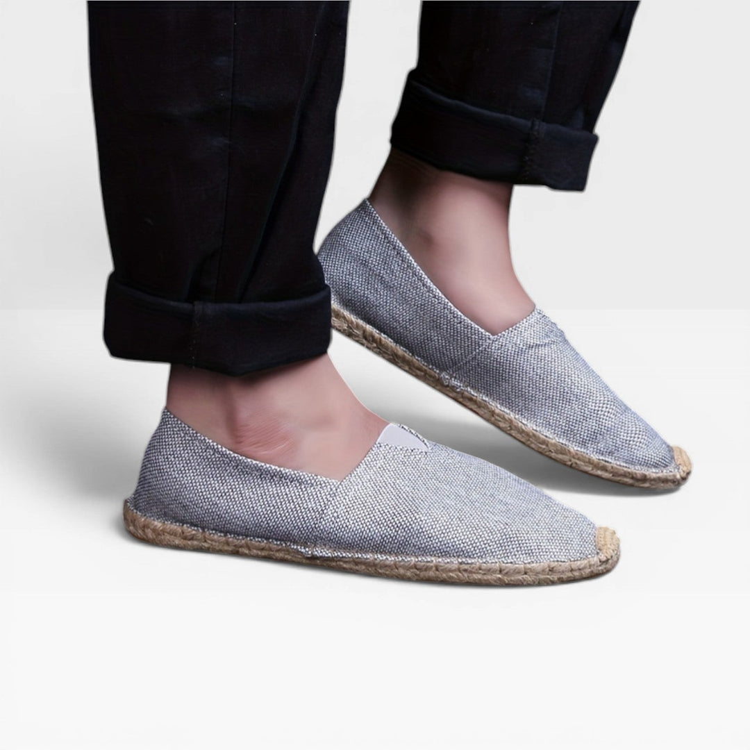 Grey Woven Slip-On Espadrilles worn lifestyle