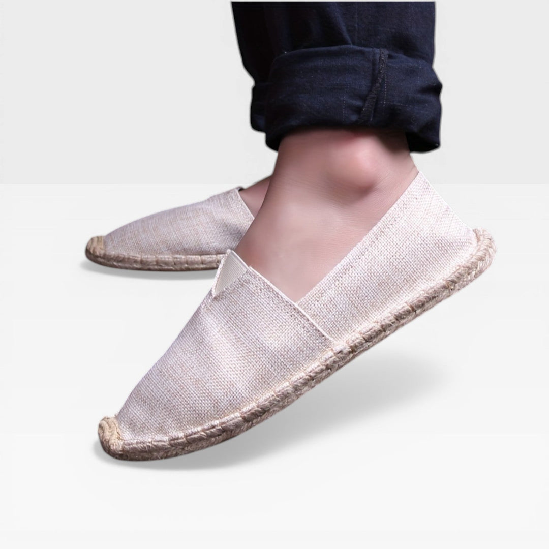 Woven Slip-On Espadrilles worn side view