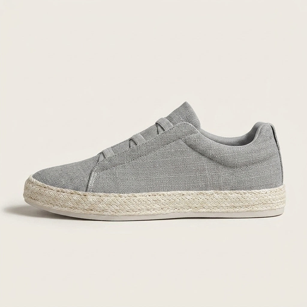 Grey Woven Slip-On Sneakers side view