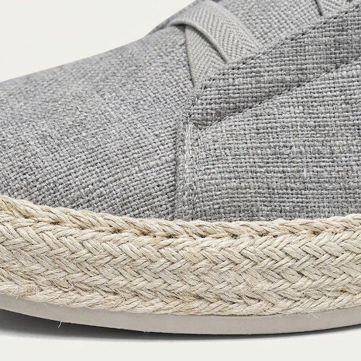 Grey Woven Slip-On Sneakers rope trim close-up