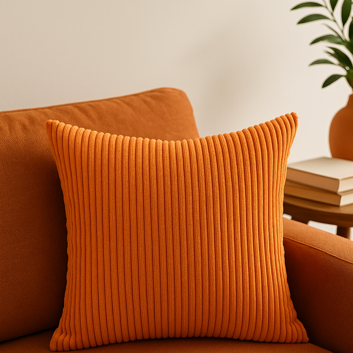 Black Striped Polyester Cushion Cover