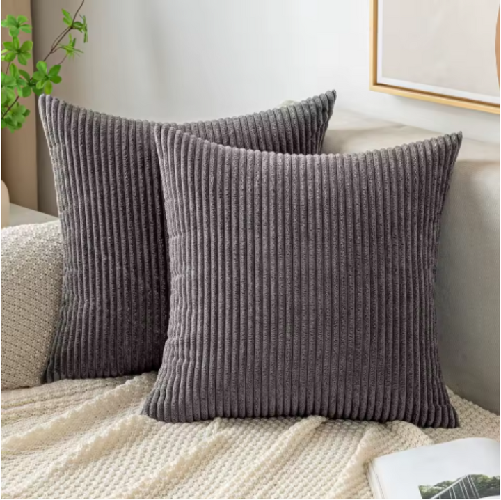 Orange Striped Polyester Cushion Cover