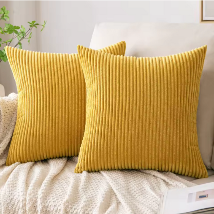Grey Striped Polyester Cushion Cover