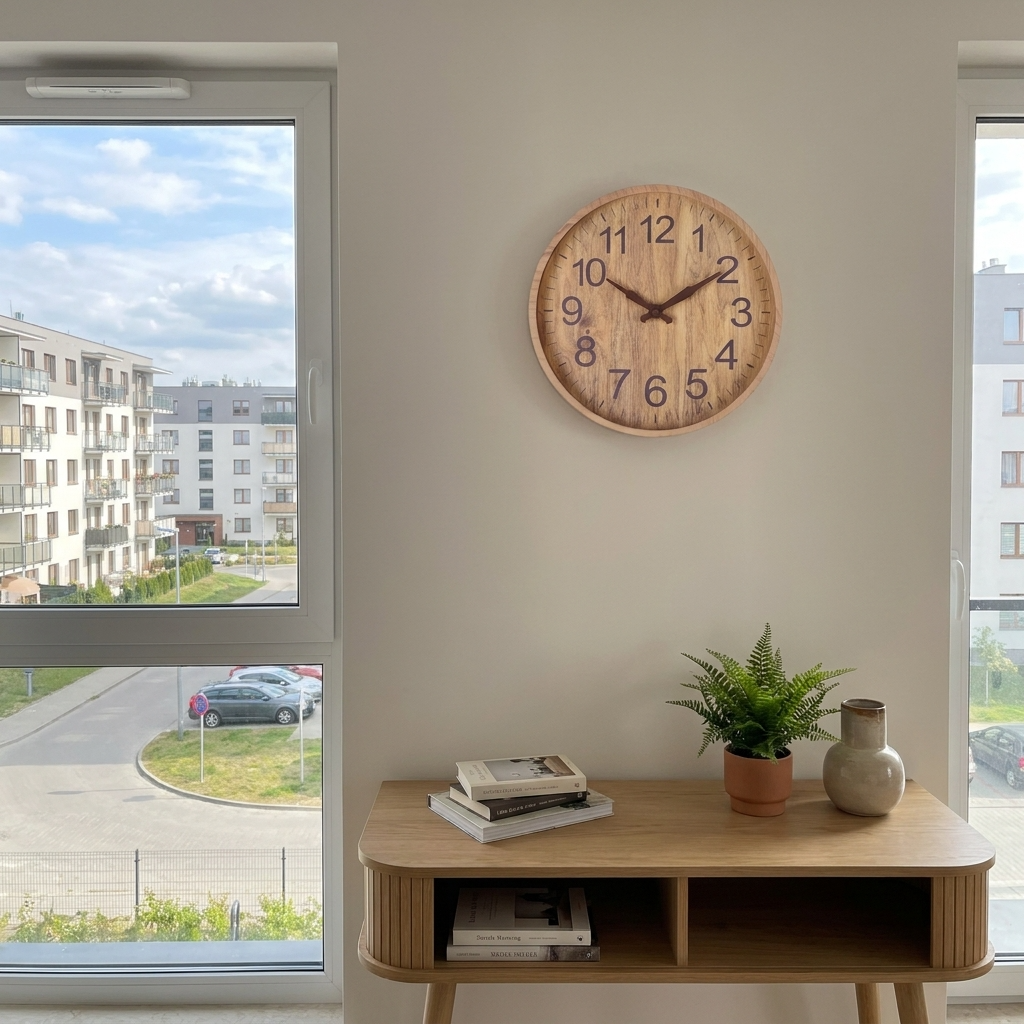 Large Digit Wooden Wall Clock
