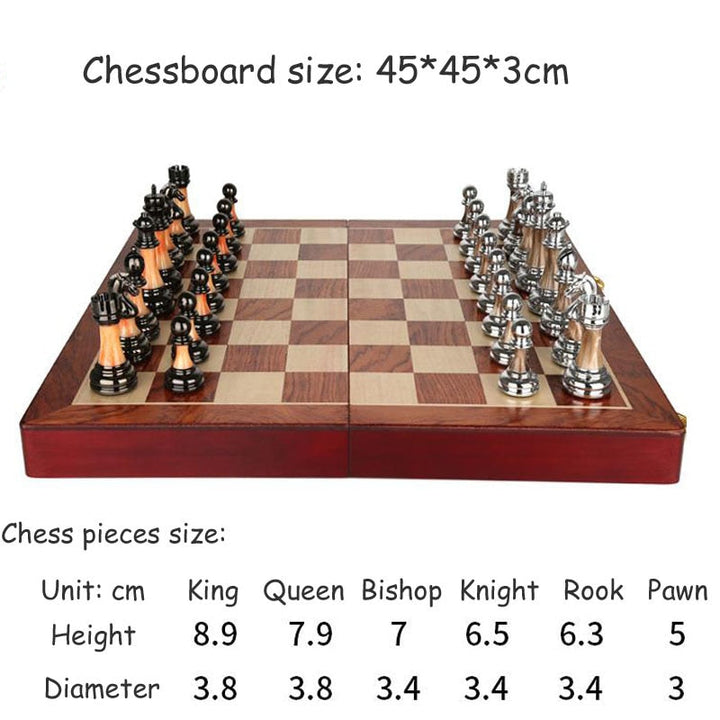 Zinc Alloy Wooden Chess Set lifestyle setting