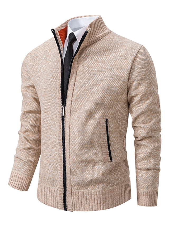 Blue Zip-Up Cardigan front view