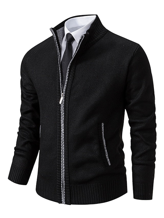 Gray Zip-Up Cardigan detail view