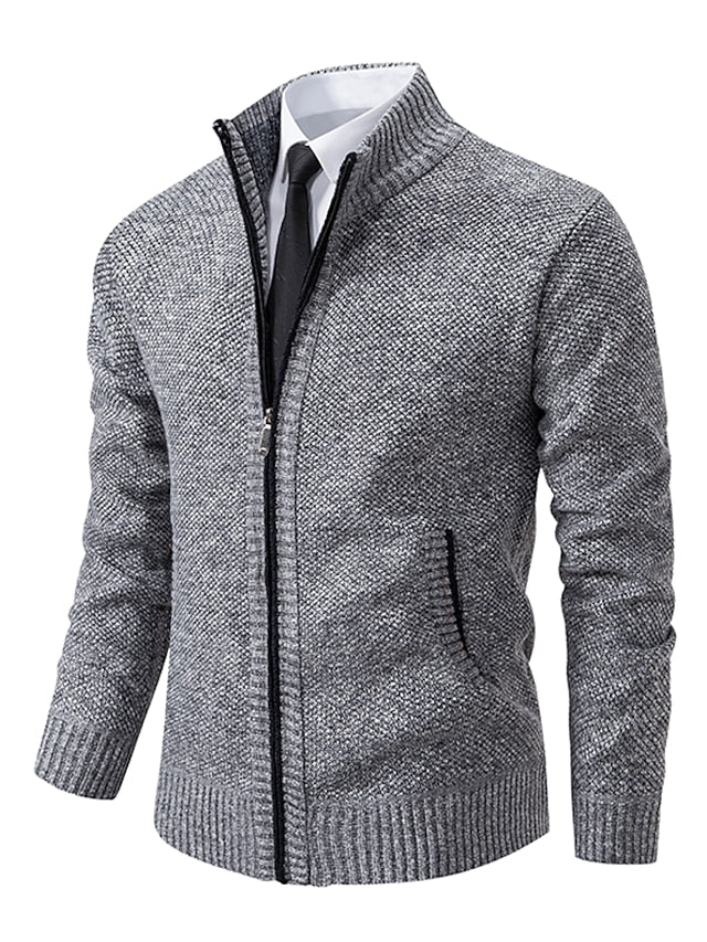 Khaki Zip-Up Cardigan detail view