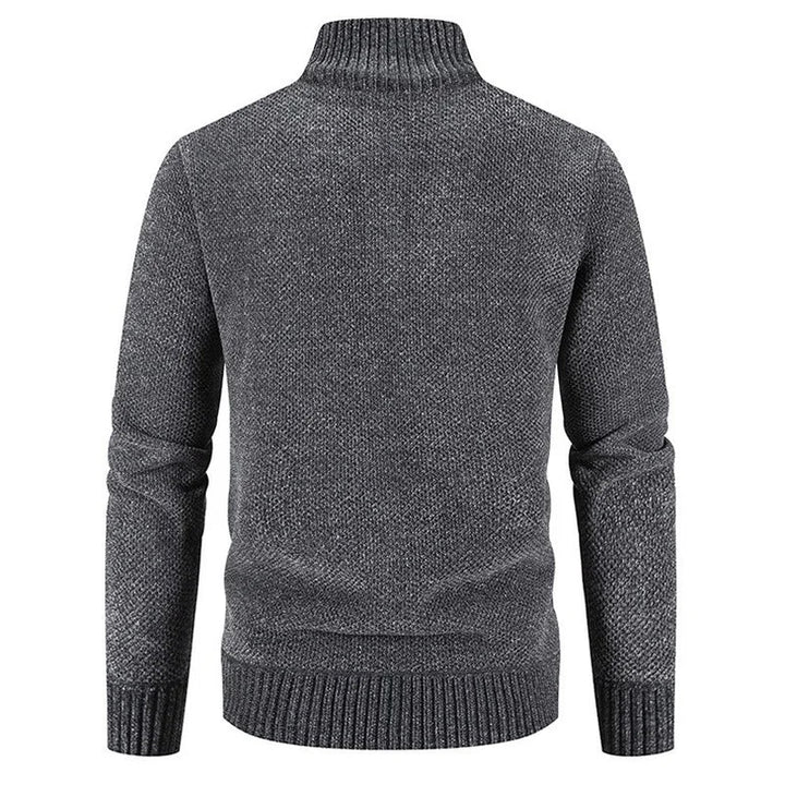 Zip-Up Stand-Collar Cardigan with fleece lining, view 3