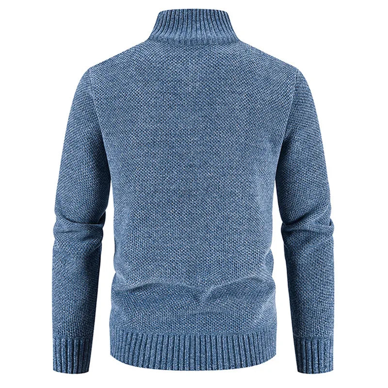 Zip-Up Stand-Collar Cardigan with fleece lining, view 7
