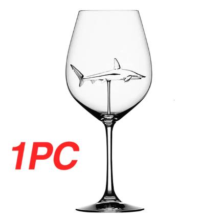 Lead-Free Crystal Shark Wine Glass single glass front view